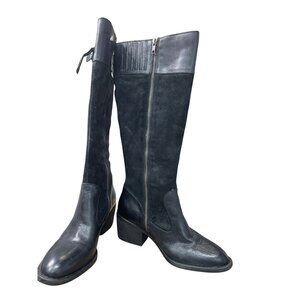 Born Womens Black Leather Suede Knee High Boots Size 7M SKU 9028